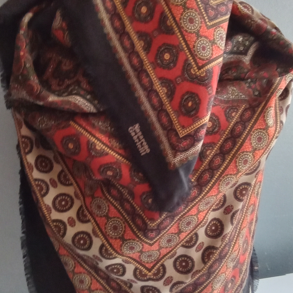 Nazareno Gabrielli Silk‎ Scarf Paisley Medallion Red Black Beige Luxury